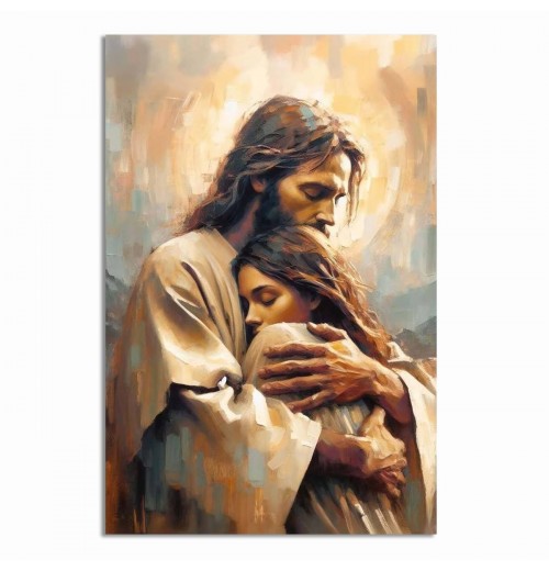 Jesus Christian Oil Painting Print Canvas Wall Art Painting Vintage Medieval Style Suitable for Living Room Church Decoration