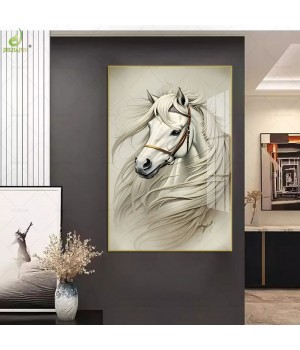 Luxury Painted Modern Decoration Personal Customization Picture Abstract Horse 3D Relief Wall Hanging Animal Painting