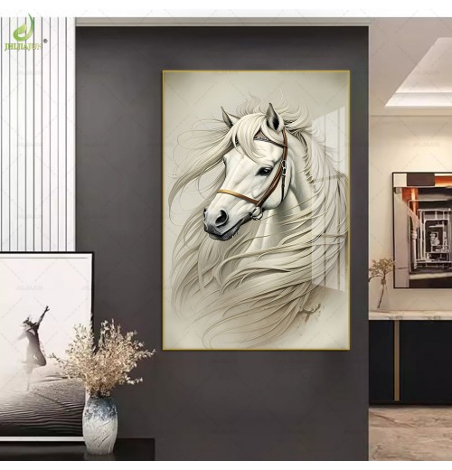 Luxury Painted Modern Decoration Personal Customization Picture Abstract Horse 3D Relief Wall Hanging Animal Painting