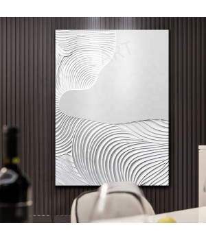 Oil Painting Handmade Canvas Art Abstract Modern Oil Heavy Texture Relief Painting Home Decoration White colored Wall Art