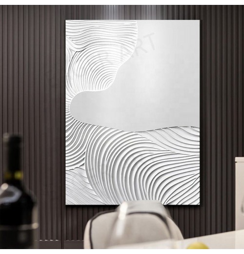 Oil Painting Handmade Canvas Art Abstract Modern Oil Heavy Texture Relief Painting Home Decoration White colored Wall Art