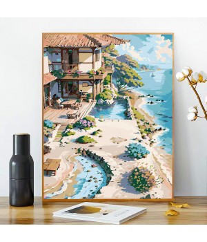 Diy Digital Oil Painting Hand-Painted Cartoon Landscape Filling Decorative Healing Painting for Home for Children's Room Decor