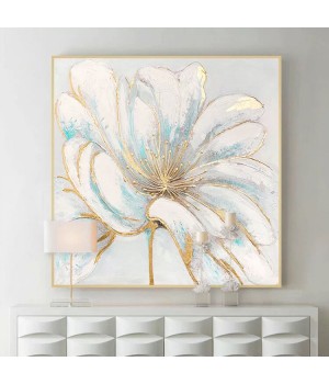 Large Heavy Textured Flower Oil Painting On Canvas Abstract White Floral Landscape Wall Art Modern Home Decor Painting