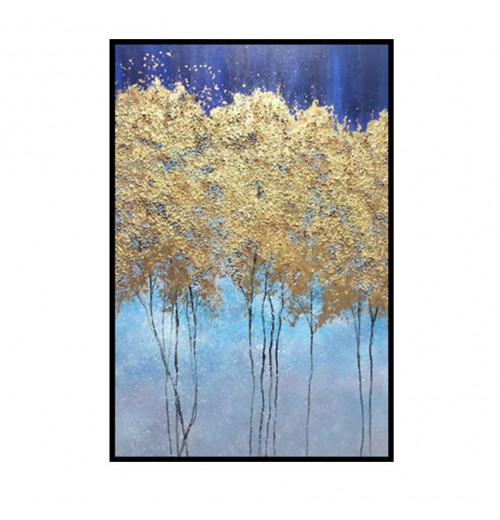 Modern Luxury Gold Blue Large Porch home Canvas Wall Art Deco oil painting By Hand Abstract paintings