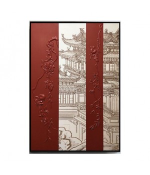 Handmade Leather painting Carving Flower Canvas Micro Spray Club Hotel Mock Up Room Hangs A Picture