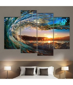 Custom Factory Direct 4 Panels Wall Art Canvas painting Scenery Framed Wall Art Picture Canvas painting