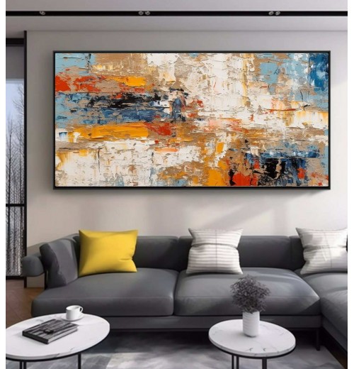 SQ Modern abstract textured oil painting neutral minimalist oil painting hand painted painting living room decor home gift