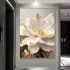 Modern Abstract White Flower Oil Painting with Gold Leaf Original Hand-Made Canvas Art for Luxury Living Room Home Decoration