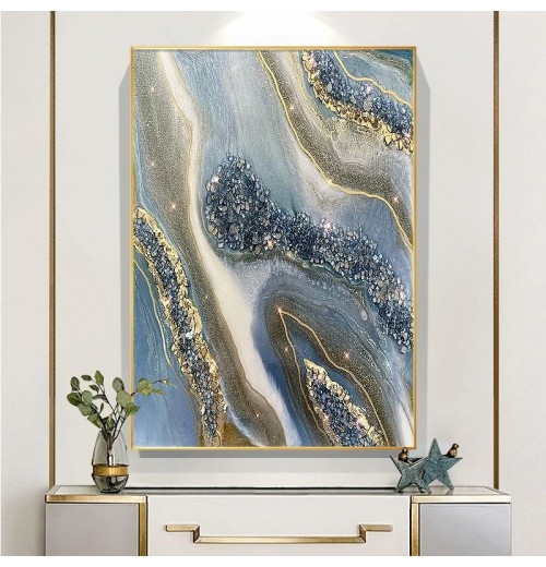 Custom Luxury Abstract 3D Textured Diamond Handmade Canvas Oil Painting for Home Living Room Wall Art Decor