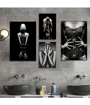 Home Room Decor HD Prints Sexy Woman Black White Picture Aesthetic Wall Art Mural Hanging Cuadros Painting