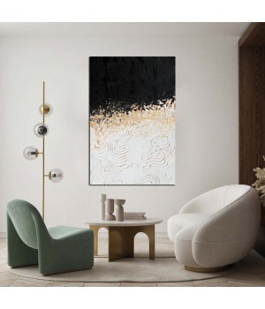 Handmade Decor Black White Textured Oil Painting On Canvas Art Wall Painting Home Decoration With Frame