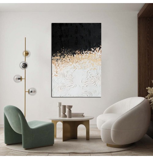 Handmade Decor Black White Textured Oil Painting On Canvas Art Wall Painting Home Decoration With Frame