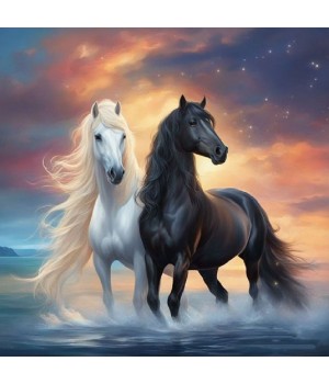 Black and white horse Selling Well paint by numbers canvas Custom Size Full Cover wall decor paint by numbers set