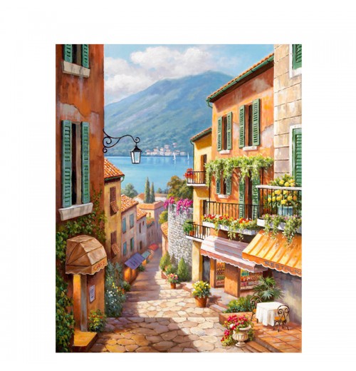 CHENISTORY 991616 DIY Painting By Numbers landscape Italian town paint by numbers wholesale Room Decoration oil painting