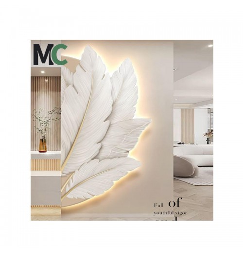 High-end feather living room mural wall art LED light painting paintings and wall arts wall art home decor