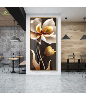 Wholesale Luxury Gold Flower Canvas painting Print With 50% Hand Painted 3D Heavy Texture Living Room Wall Art LED