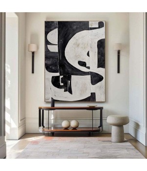 Custom contemporary black and white hand-painted wall pictures modern canvas oil paintings art luxury home decor