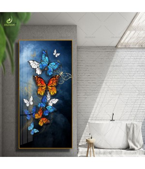 Luxury home decoration with high-definition printed canvas painting, butterfly crystal porcelain home decoration, and LED murals